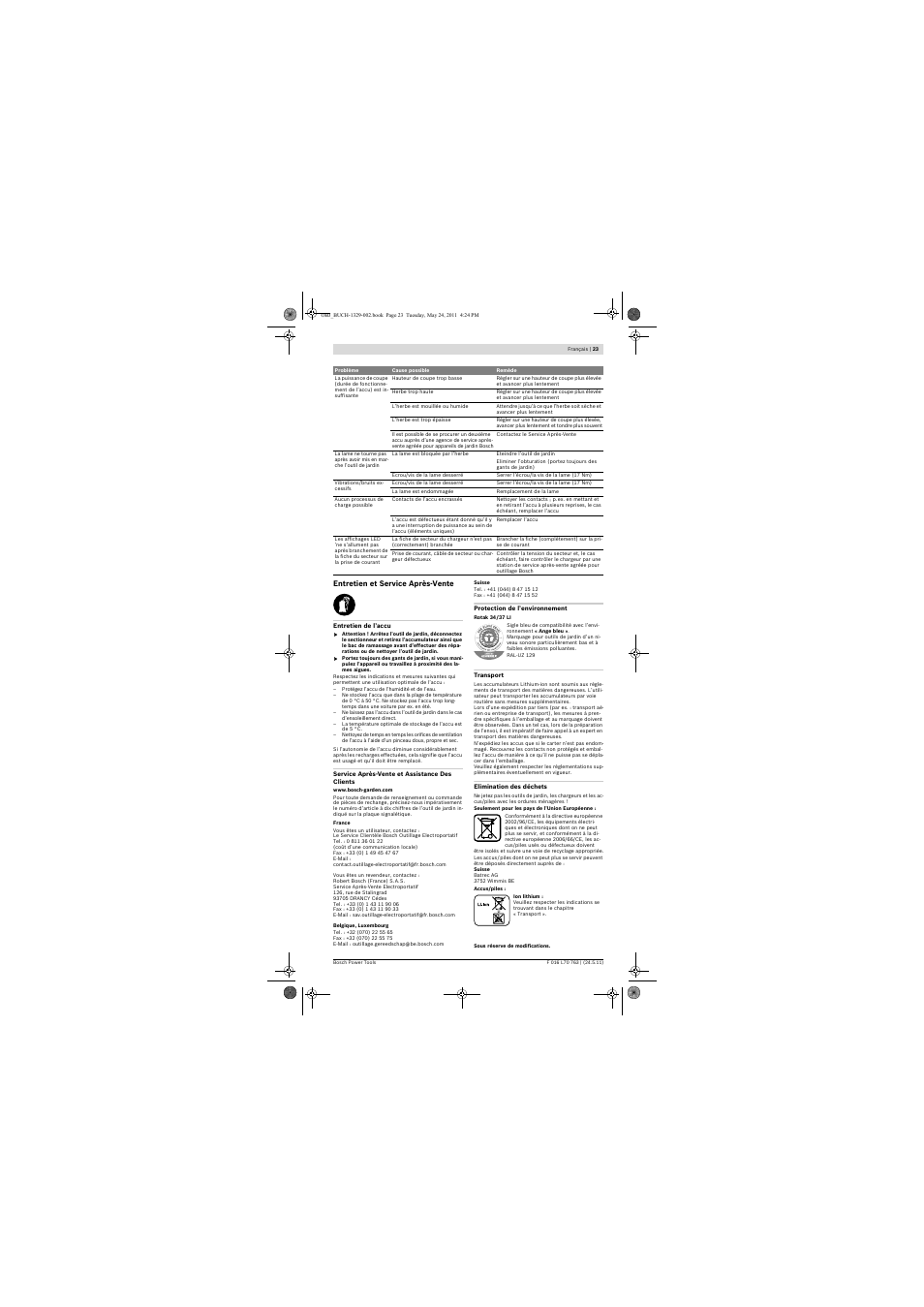 Bosch Rotak 34 LI User Manual | Page 23 / 176