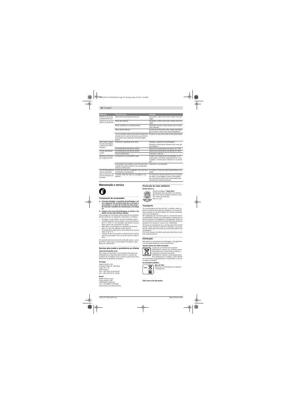 Bosch Rotak 34 LI User Manual | Page 36 / 176