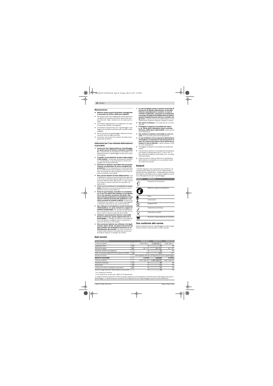 Bosch Rotak 34 LI User Manual | Page 38 / 176