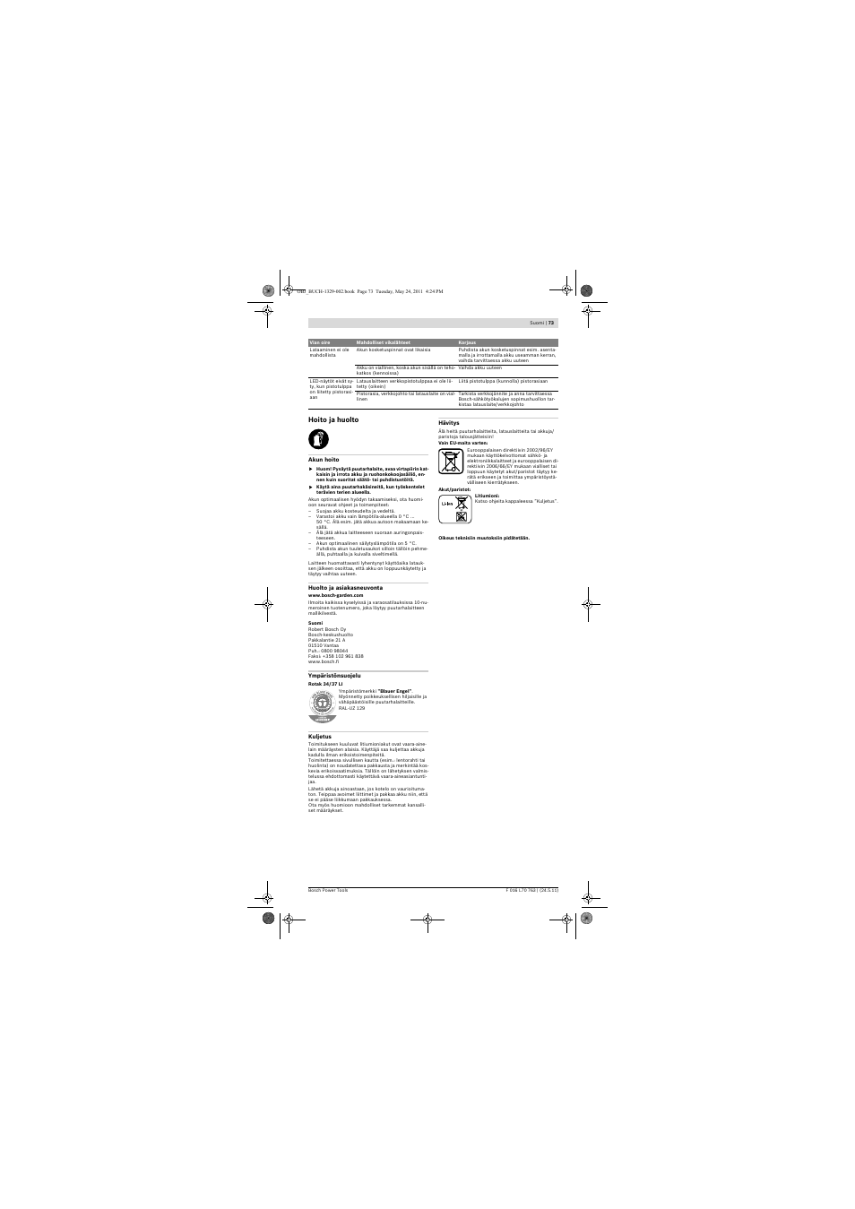 Bosch Rotak 34 LI User Manual | Page 73 / 176