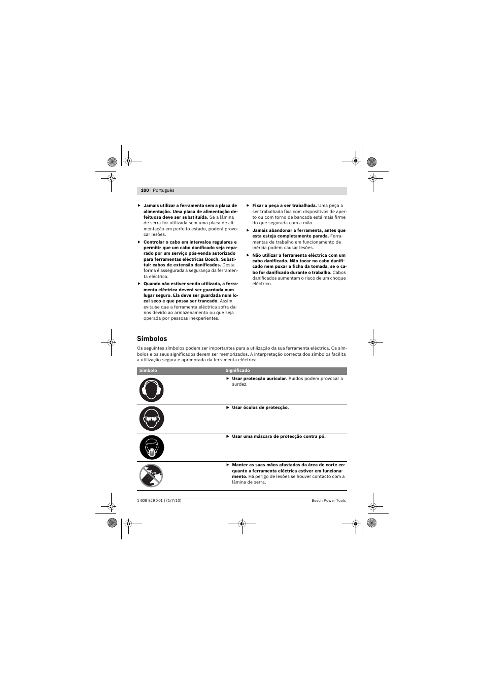 Símbolos | Bosch GCM 12 SD Professional User Manual | Page 100 / 620