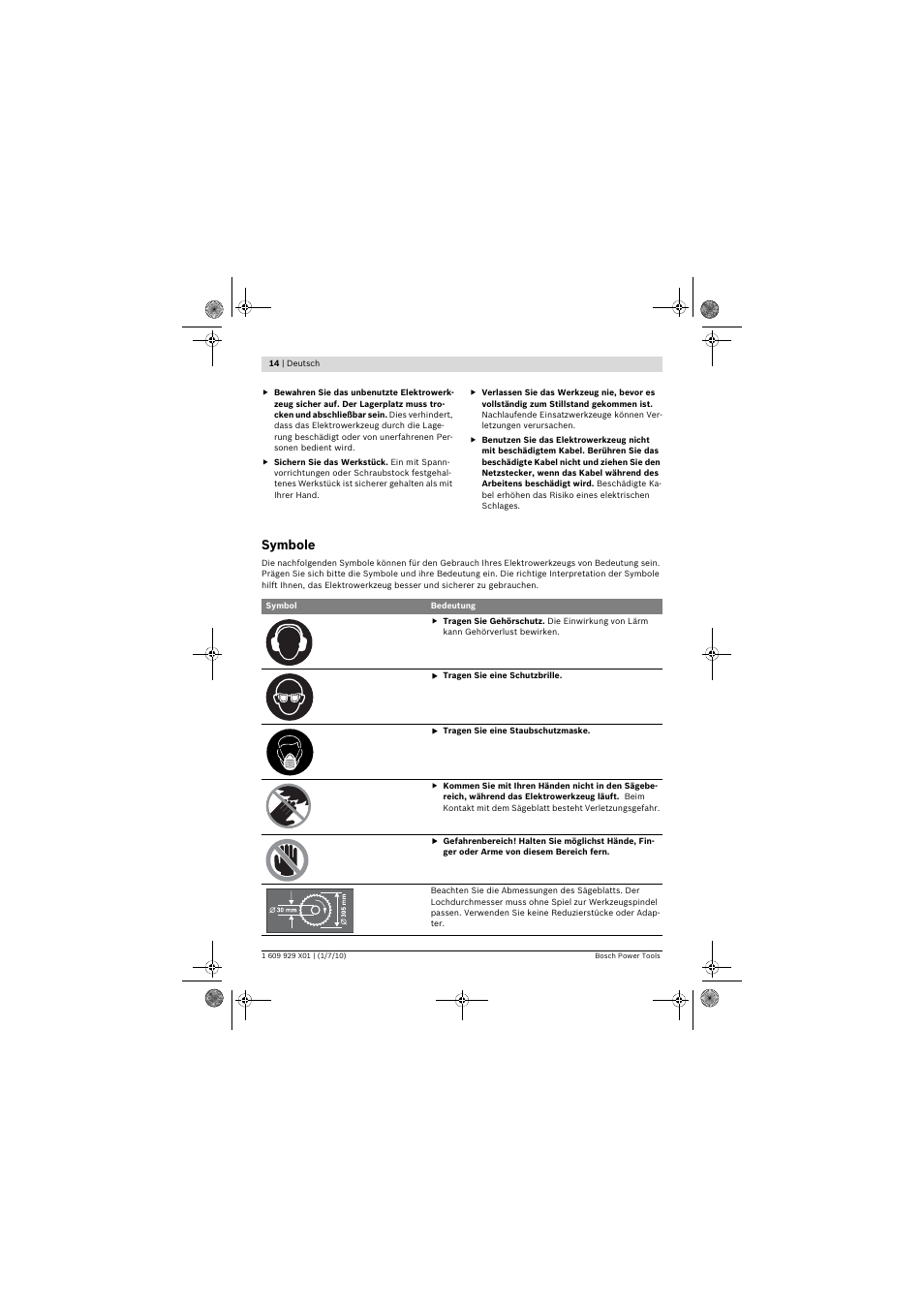 Symbole | Bosch GCM 12 SD Professional User Manual | Page 14 / 620