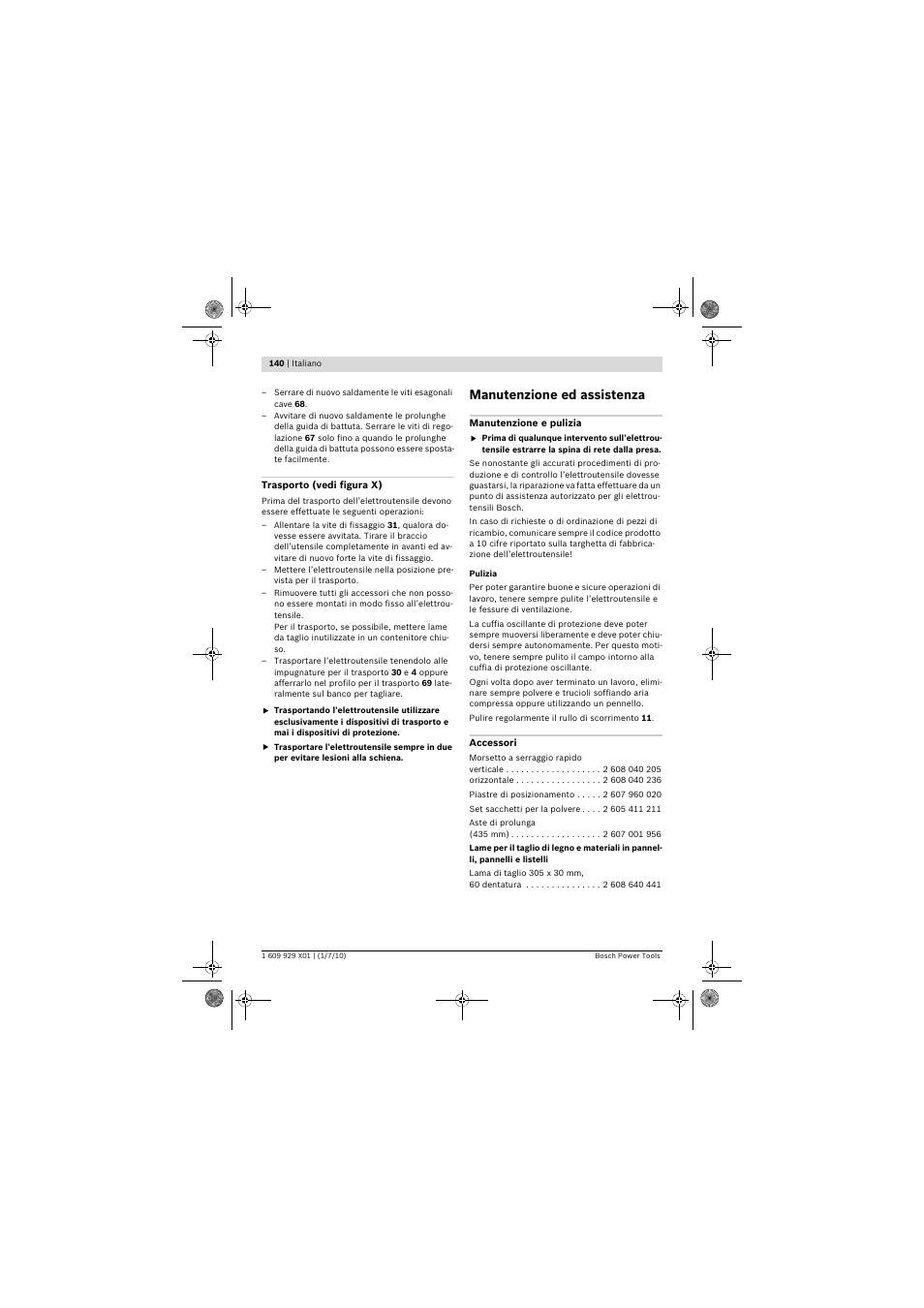 Manutenzione ed assistenza | Bosch GCM 12 SD Professional User Manual | Page 140 / 620