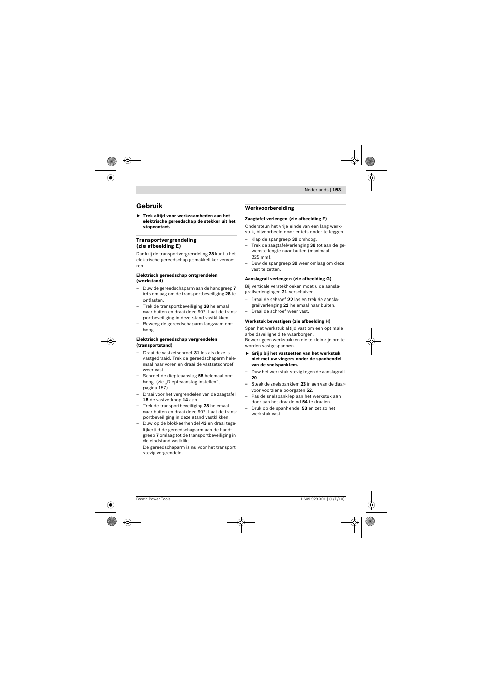 Gebruik | Bosch GCM 12 SD Professional User Manual | Page 153 / 620