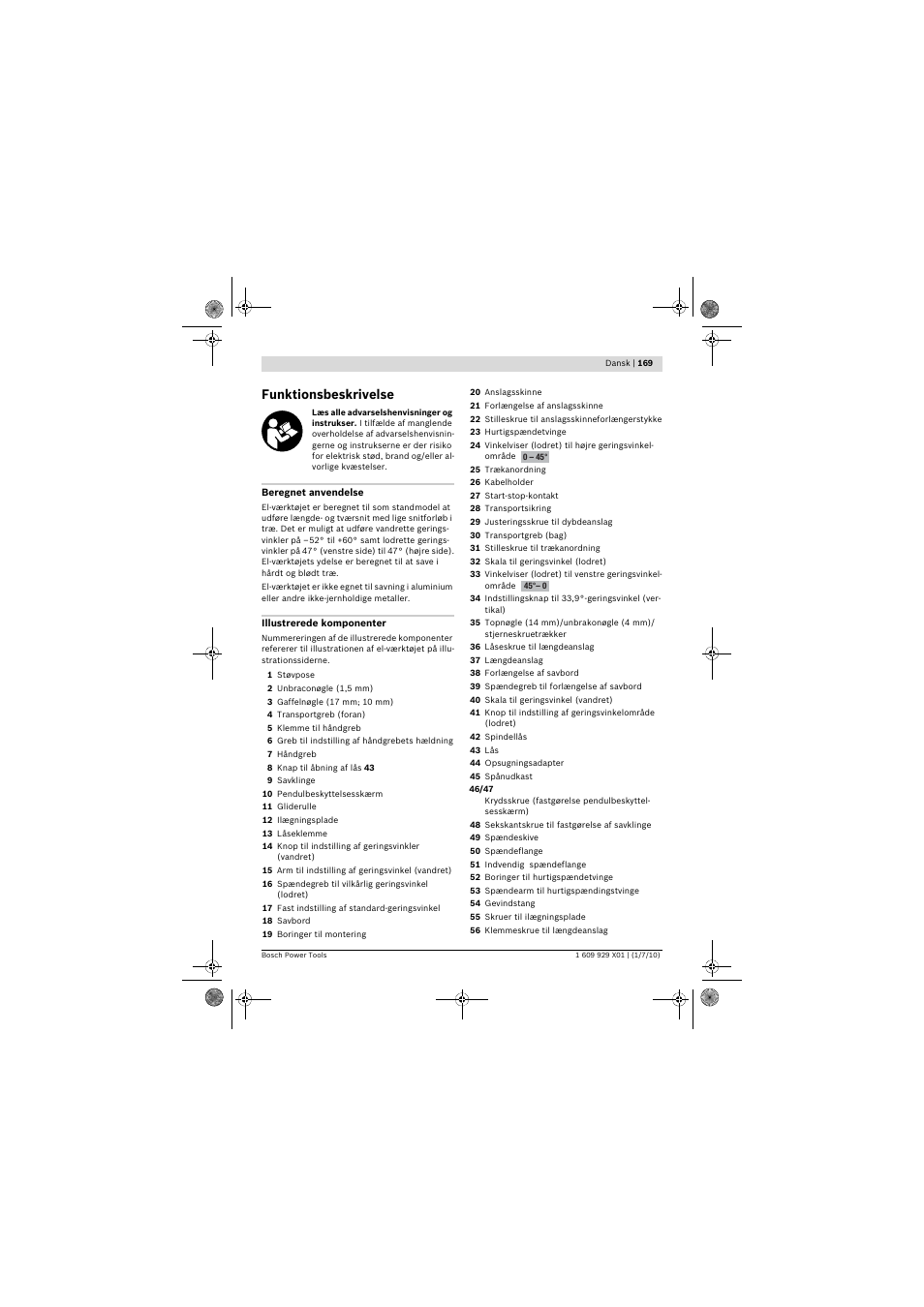 Funktionsbeskrivelse | Bosch GCM 12 SD Professional User Manual | Page 169 / 620