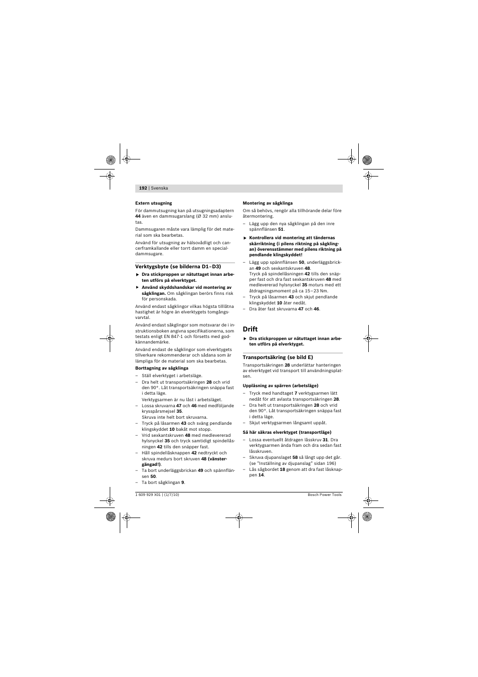 Drift | Bosch GCM 12 SD Professional User Manual | Page 192 / 620