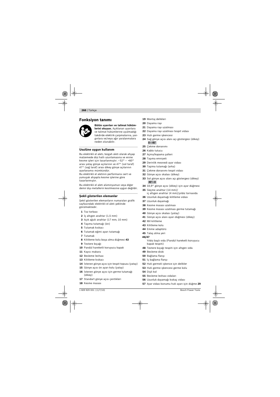 Fonksiyon tan m | Bosch GCM 12 SD Professional User Manual | Page 268 / 620