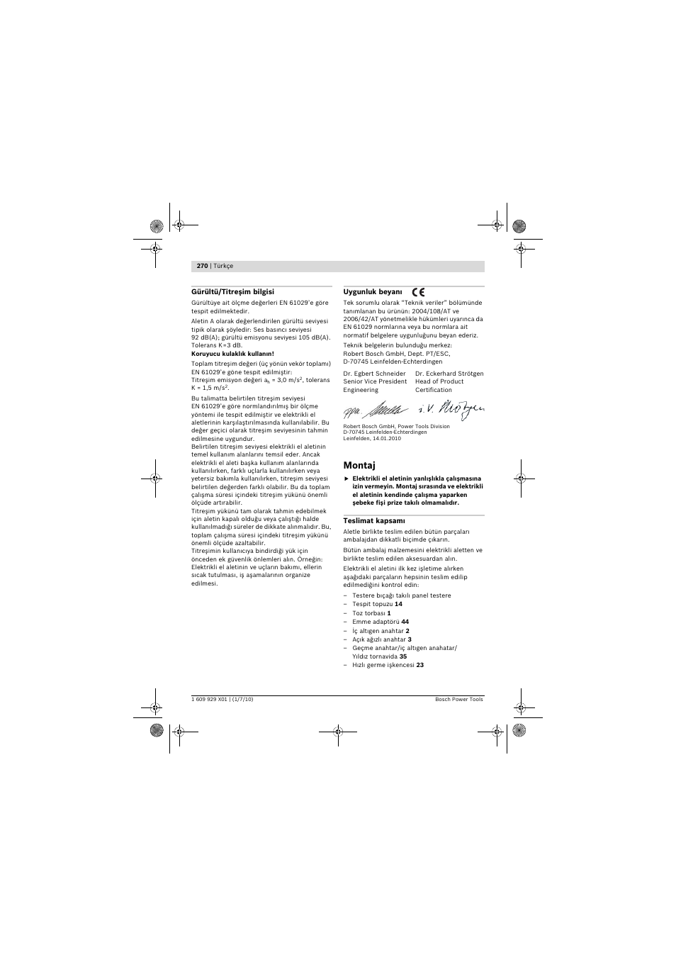 Montaj | Bosch GCM 12 SD Professional User Manual | Page 270 / 620