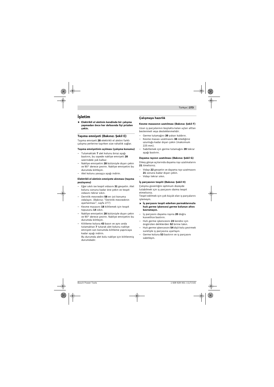 Işletim | Bosch GCM 12 SD Professional User Manual | Page 273 / 620