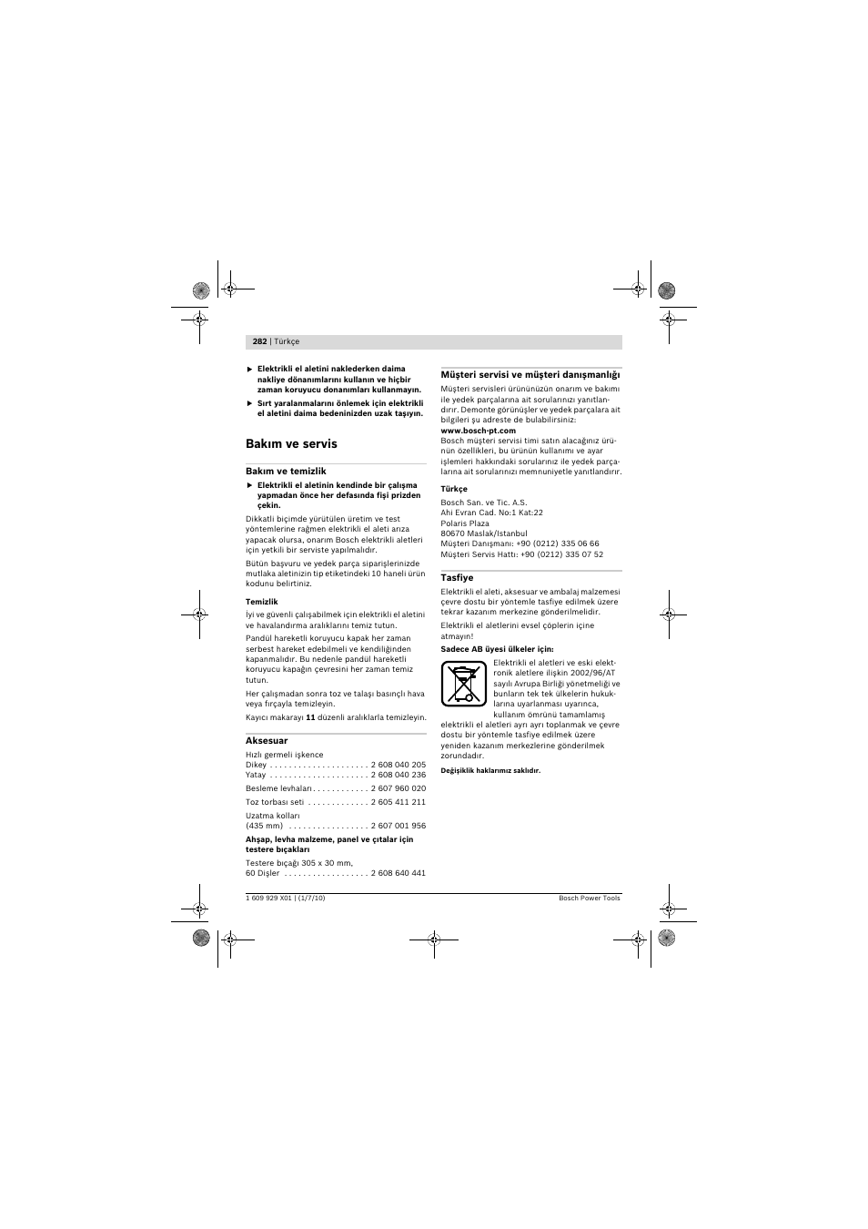 Bak m ve servis | Bosch GCM 12 SD Professional User Manual | Page 282 / 620