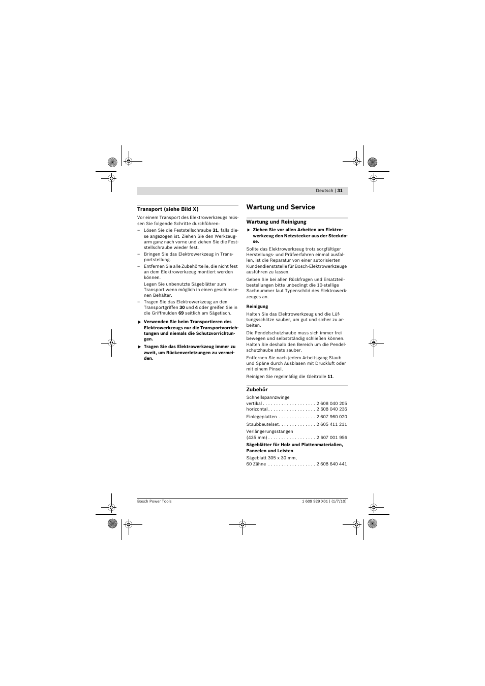 Wartung und service | Bosch GCM 12 SD Professional User Manual | Page 31 / 620