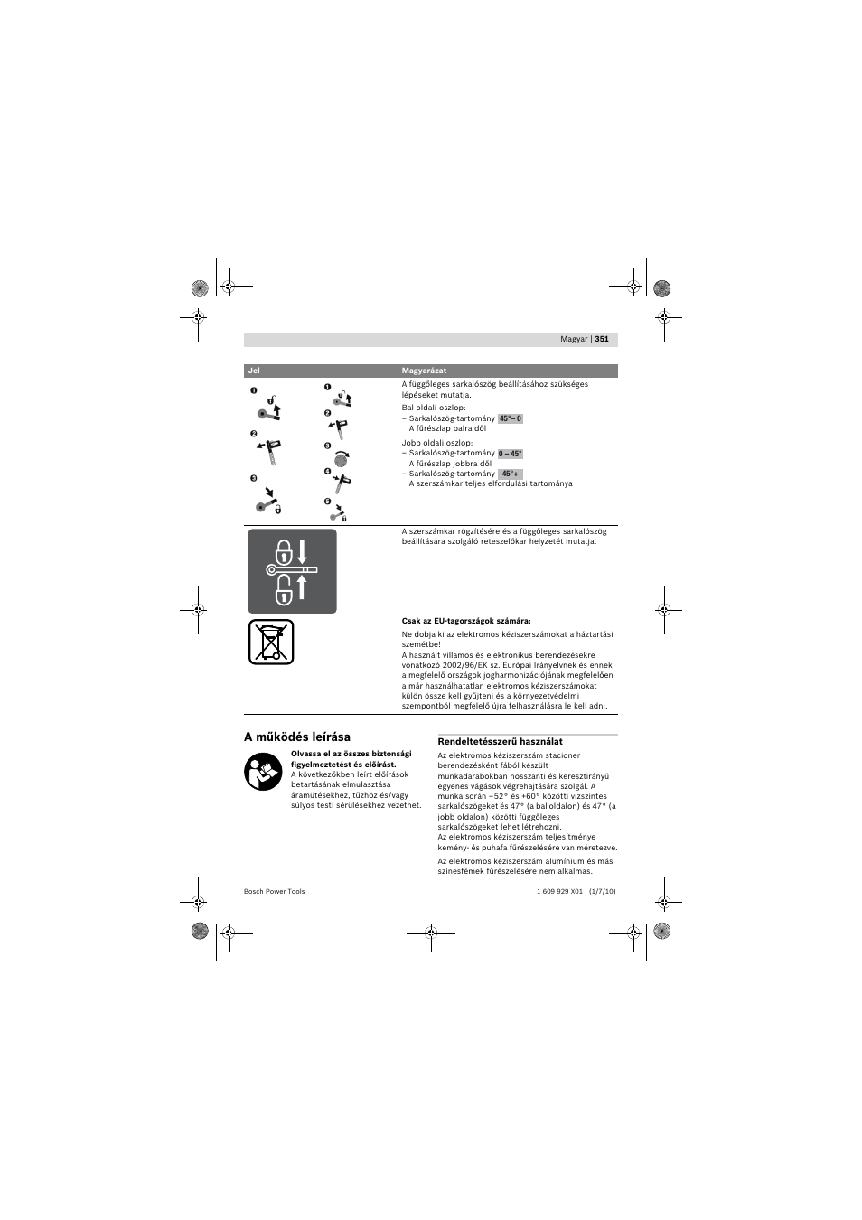 A működés leírása | Bosch GCM 12 SD Professional User Manual | Page 351 / 620