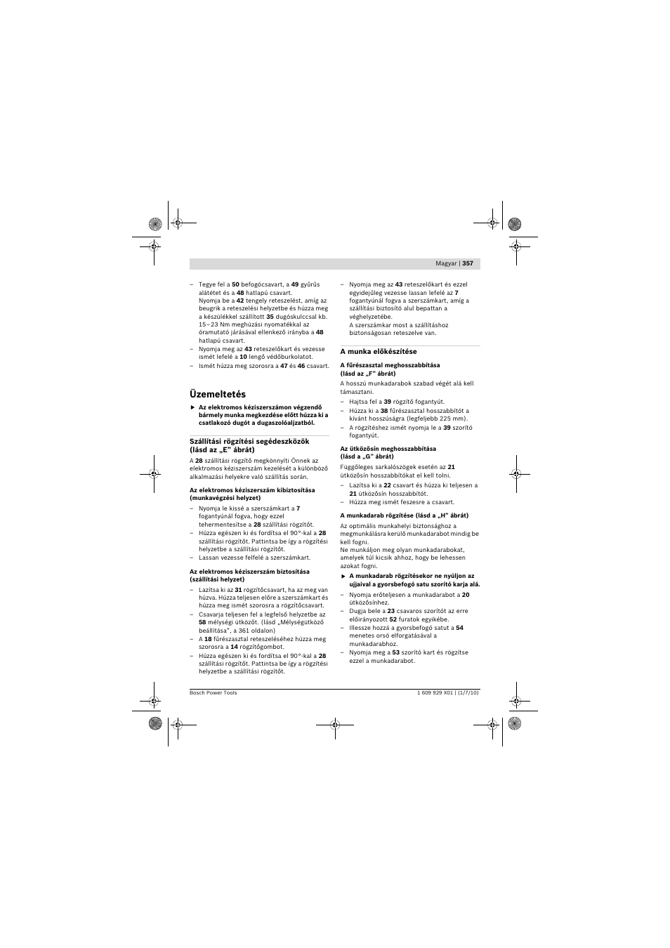 Üzemeltetés | Bosch GCM 12 SD Professional User Manual | Page 357 / 620