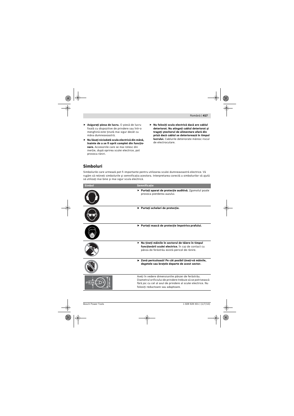 Simboluri | Bosch GCM 12 SD Professional User Manual | Page 417 / 620