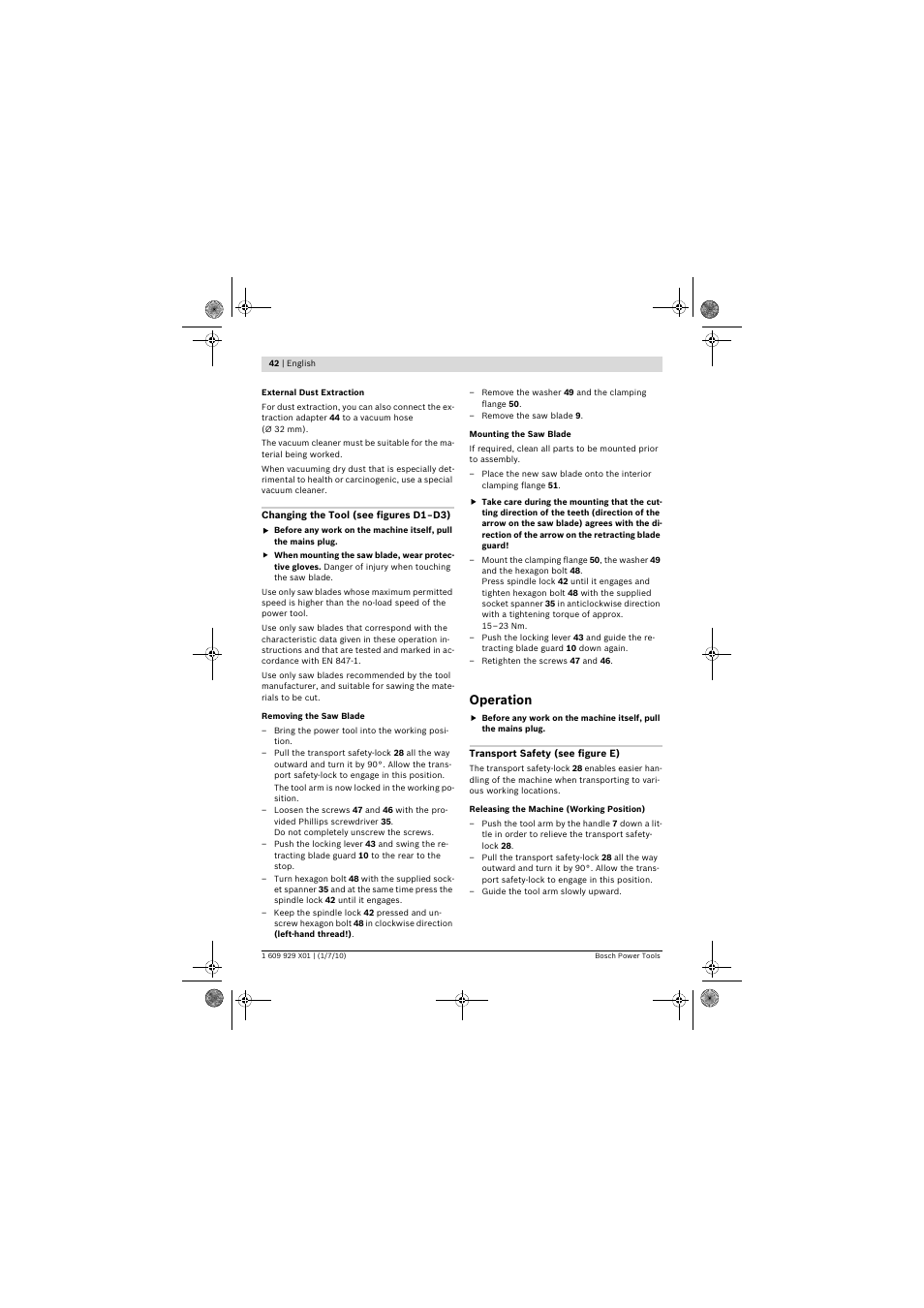 Operation | Bosch GCM 12 SD Professional User Manual | Page 42 / 620