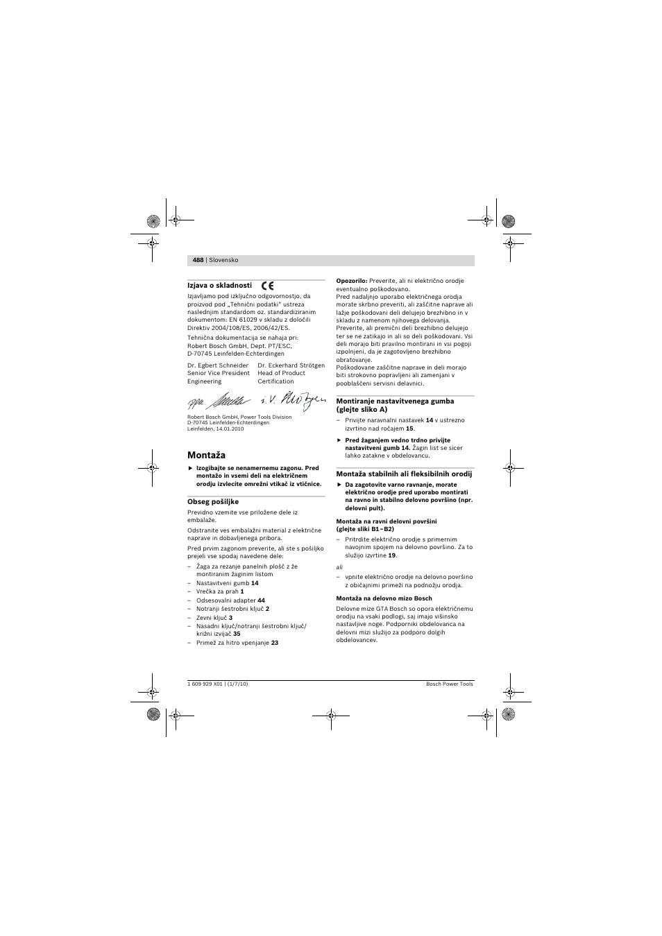 Montaža | Bosch GCM 12 SD Professional User Manual | Page 488 / 620