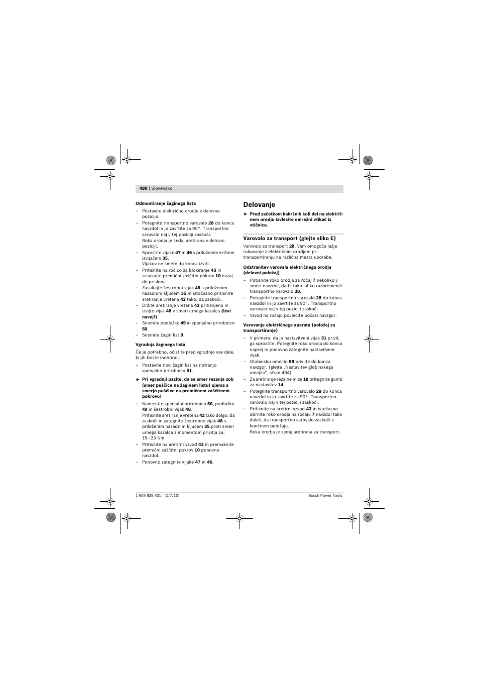 Delovanje | Bosch GCM 12 SD Professional User Manual | Page 490 / 620