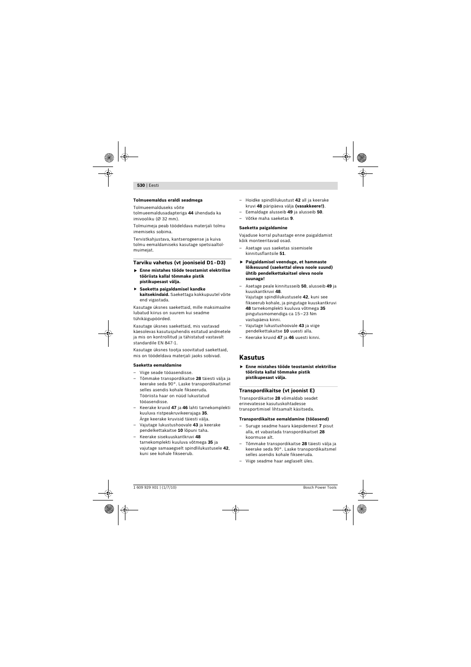 Kasutus | Bosch GCM 12 SD Professional User Manual | Page 530 / 620