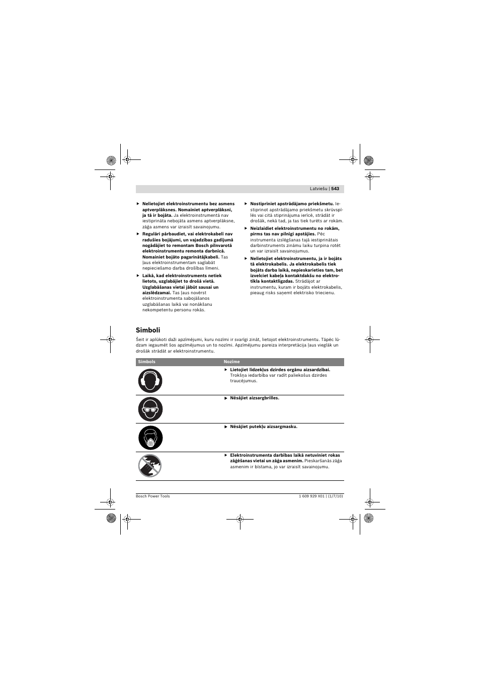 Simboli | Bosch GCM 12 SD Professional User Manual | Page 543 / 620