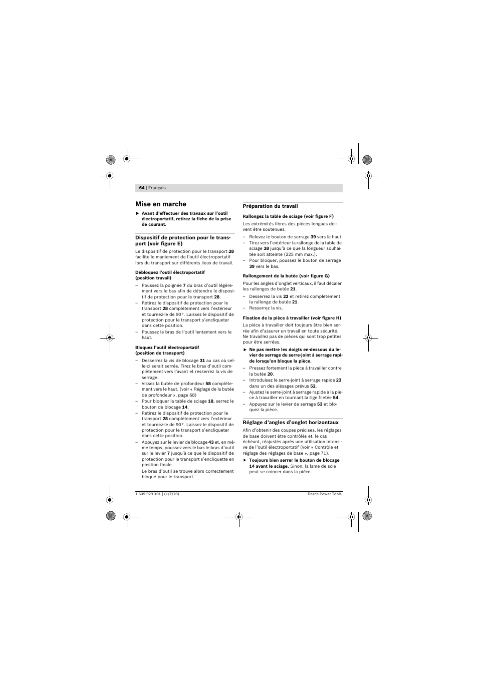 Mise en marche | Bosch GCM 12 SD Professional User Manual | Page 64 / 620