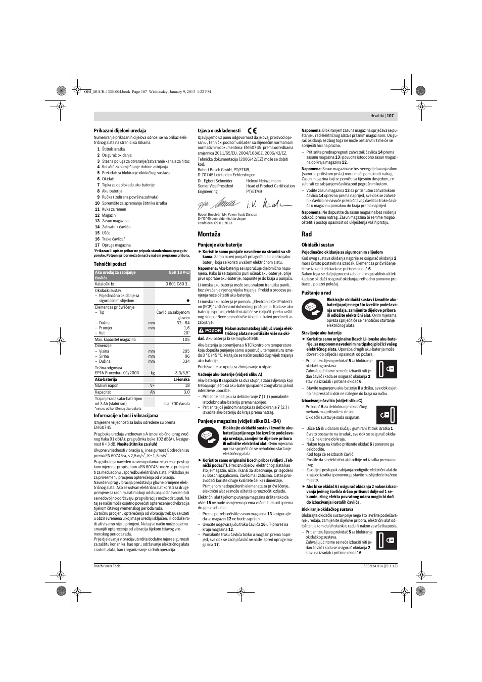 Montaža | Bosch GSK 18 V-LI Professional User Manual | Page 107 / 130