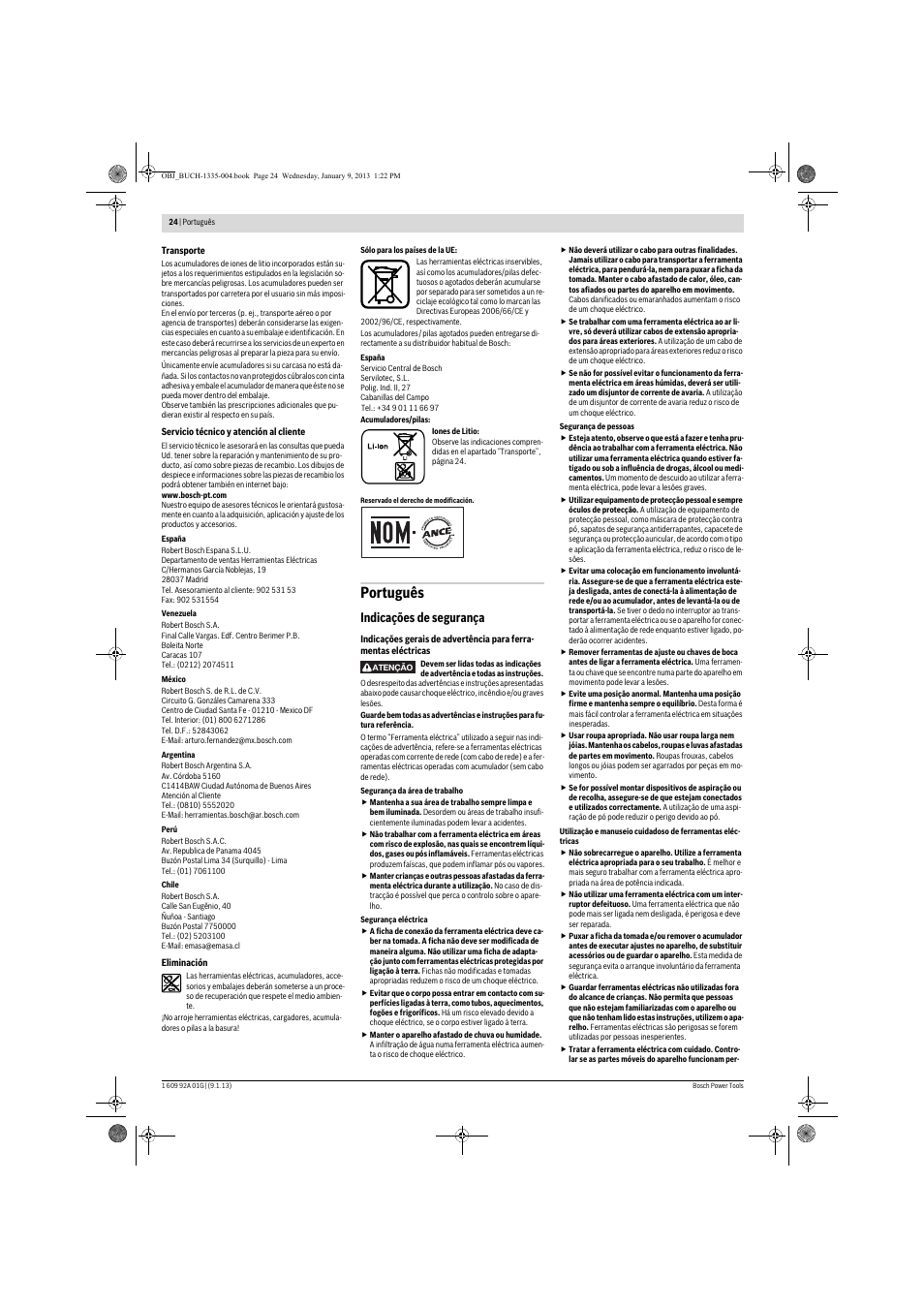 Português, Indicações de segurança | Bosch GSK 18 V-LI Professional User Manual | Page 24 / 130