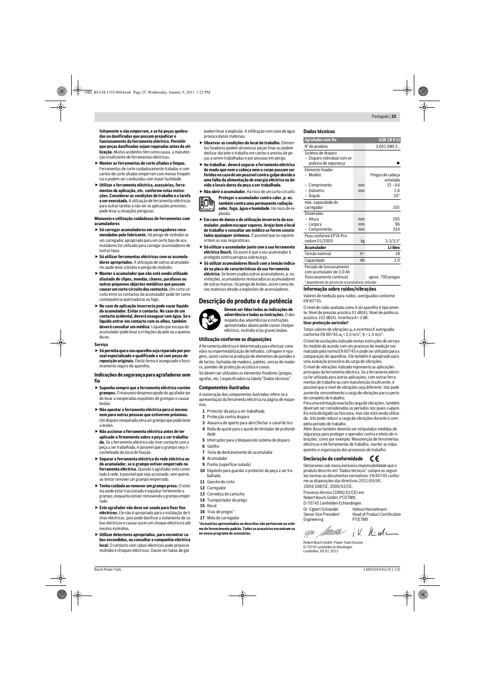 Descrição do produto e da potência | Bosch GSK 18 V-LI Professional User Manual | Page 25 / 130