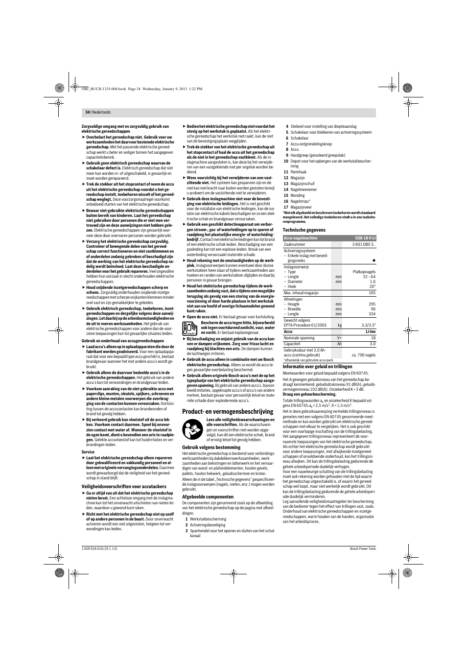 Product- en vermogensbeschrijving | Bosch GSK 18 V-LI Professional User Manual | Page 34 / 130