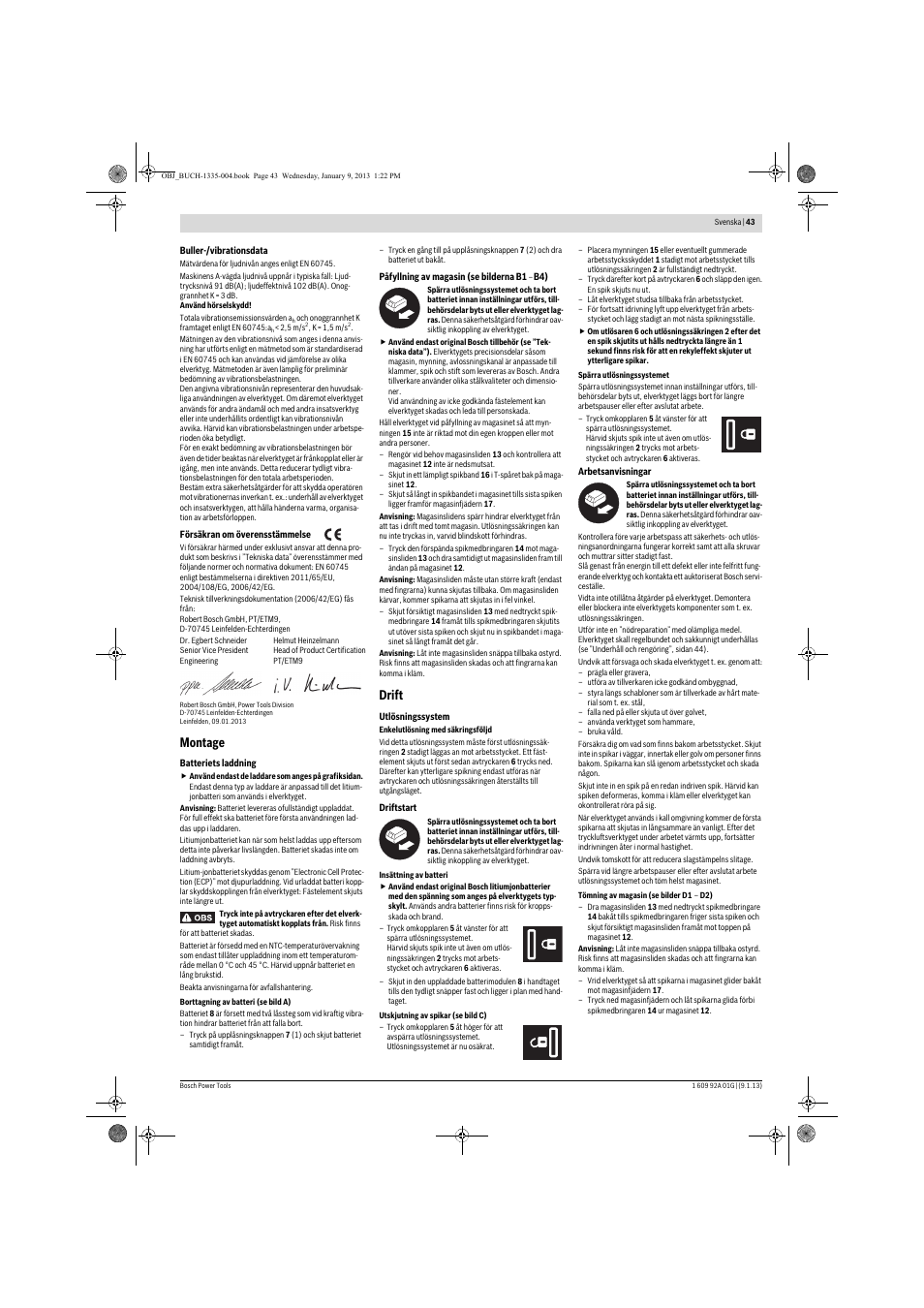 Montage, Drift | Bosch GSK 18 V-LI Professional User Manual | Page 43 / 130