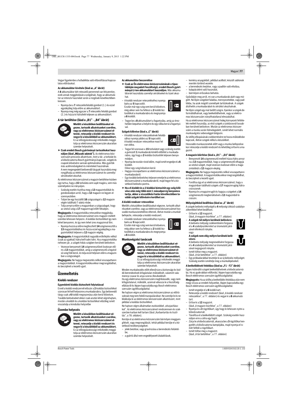 Üzemeltetés | Bosch GSK 18 V-LI Professional User Manual | Page 77 / 130