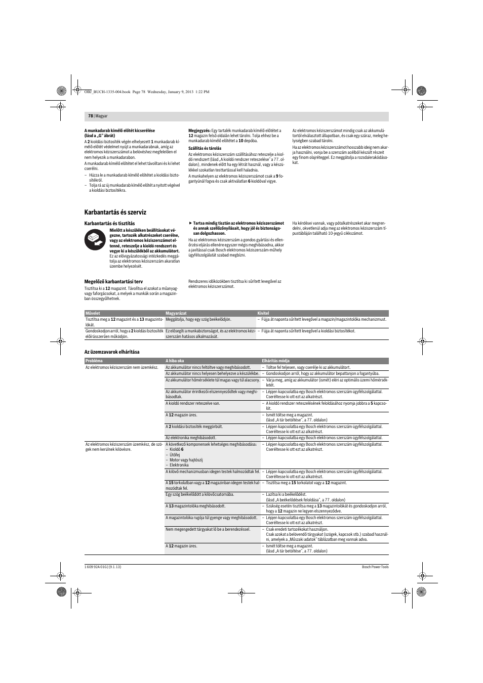 Karbantartás és szerviz | Bosch GSK 18 V-LI Professional User Manual | Page 78 / 130