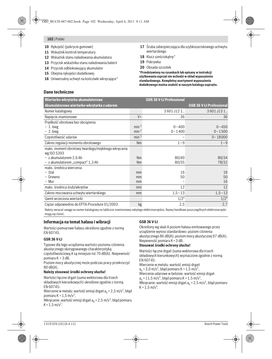 Bosch GSR 36 V-LI Professional User Manual | Page 102 / 217