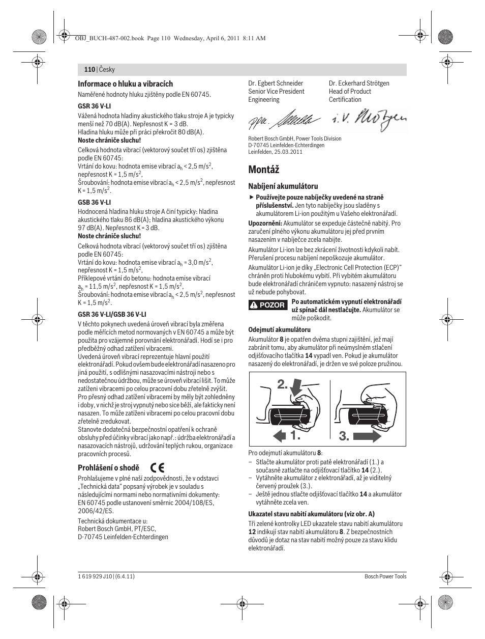Montáž | Bosch GSR 36 V-LI Professional User Manual | Page 110 / 217