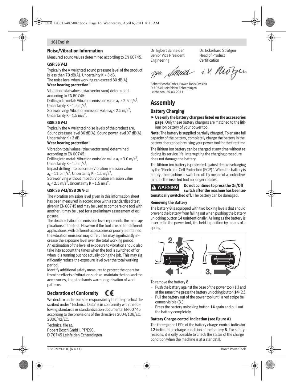 Assembly | Bosch GSR 36 V-LI Professional User Manual | Page 16 / 217