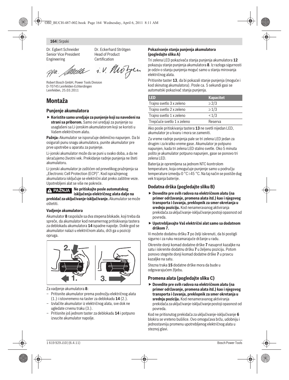 Montaža | Bosch GSR 36 V-LI Professional User Manual | Page 164 / 217