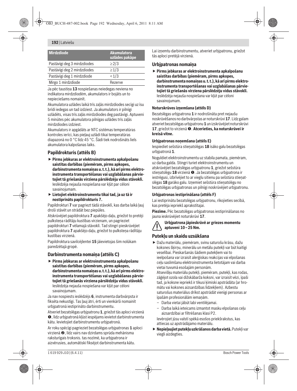 Bosch GSR 36 V-LI Professional User Manual | Page 192 / 217
