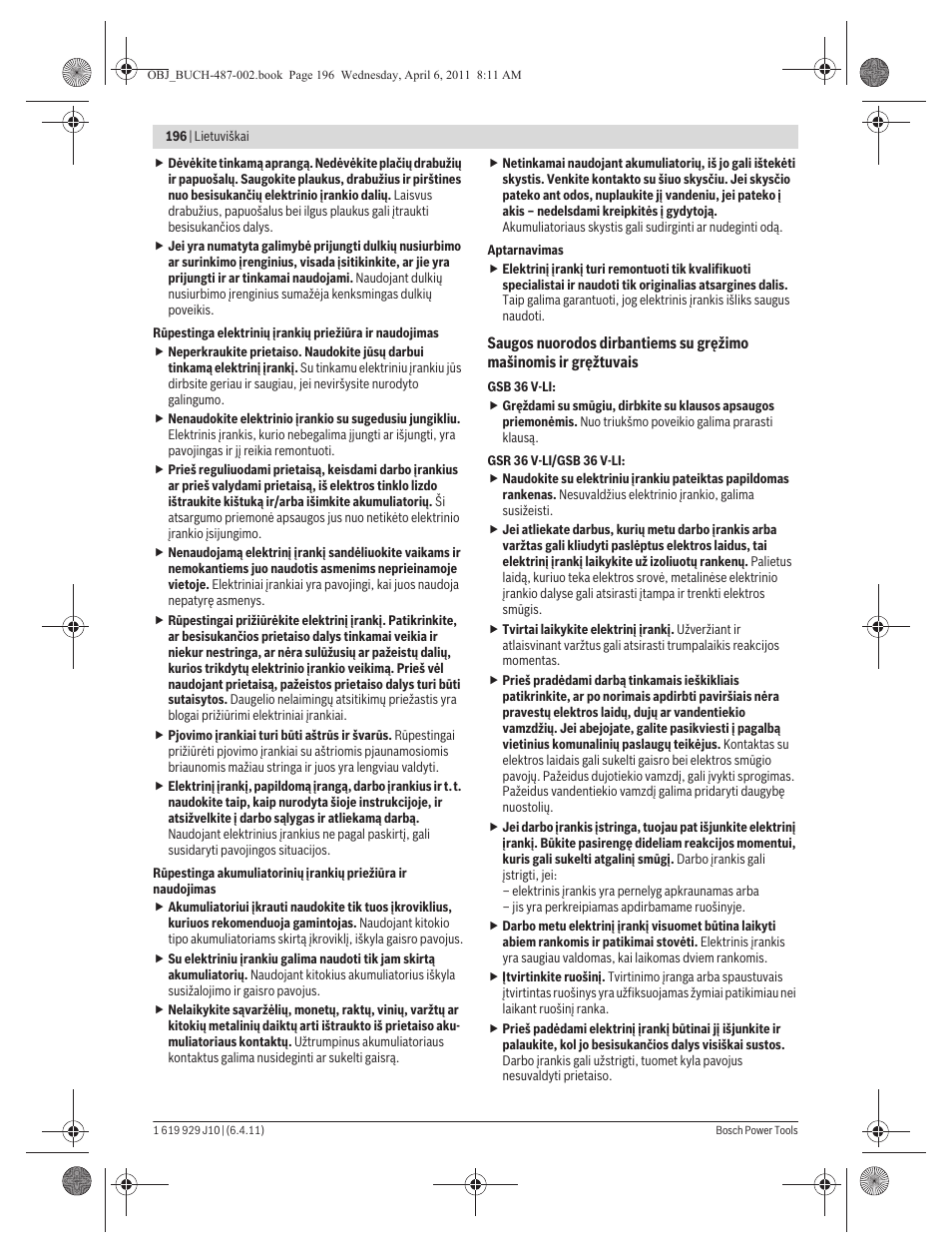 Bosch GSR 36 V-LI Professional User Manual | Page 196 / 217