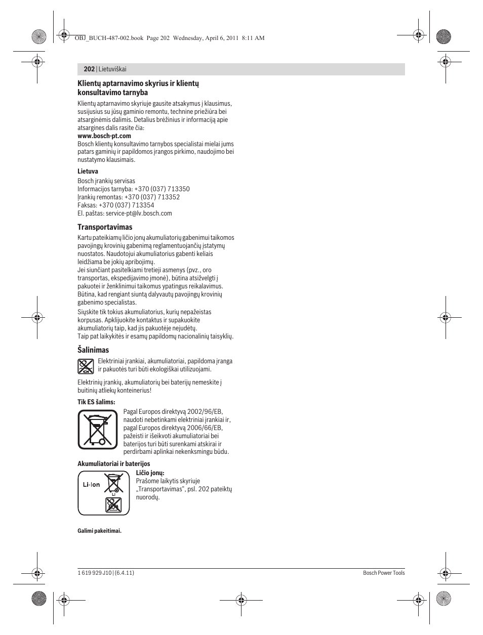 Bosch GSR 36 V-LI Professional User Manual | Page 202 / 217