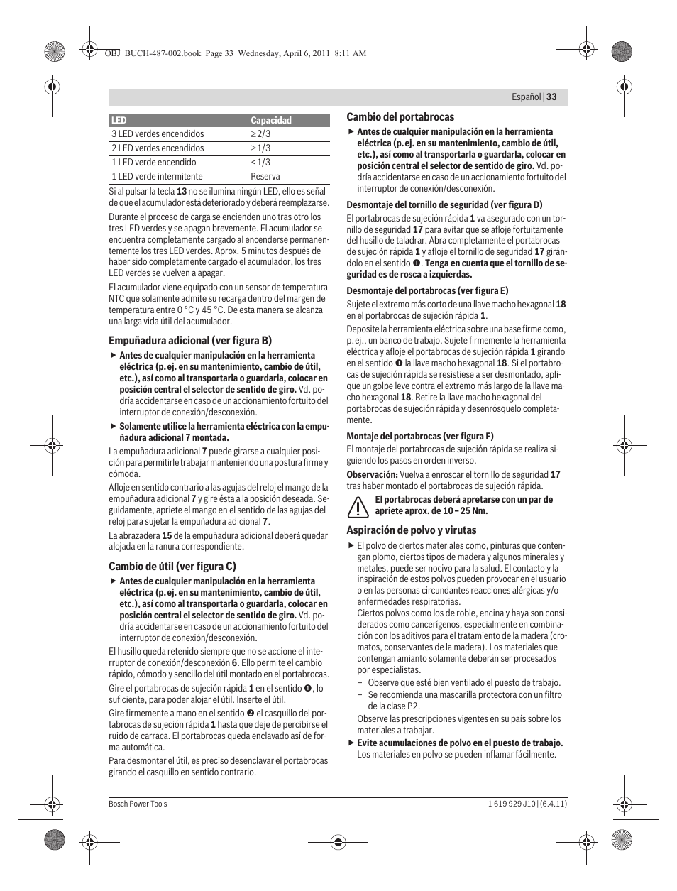 Bosch GSR 36 V-LI Professional User Manual | Page 33 / 217