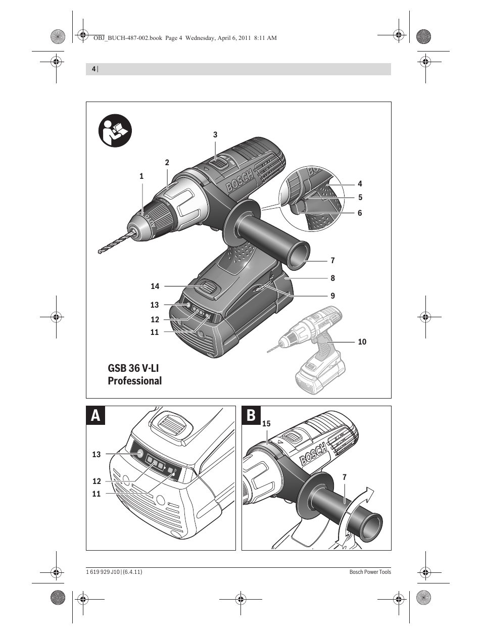 Gsb 36 v-li professional | Bosch GSR 36 V-LI Professional User Manual | Page 4 / 217