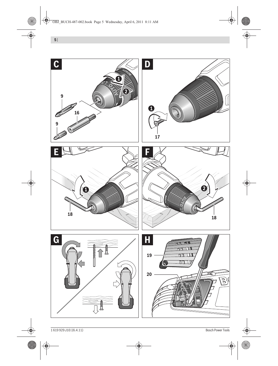 Bosch GSR 36 V-LI Professional User Manual | Page 5 / 217