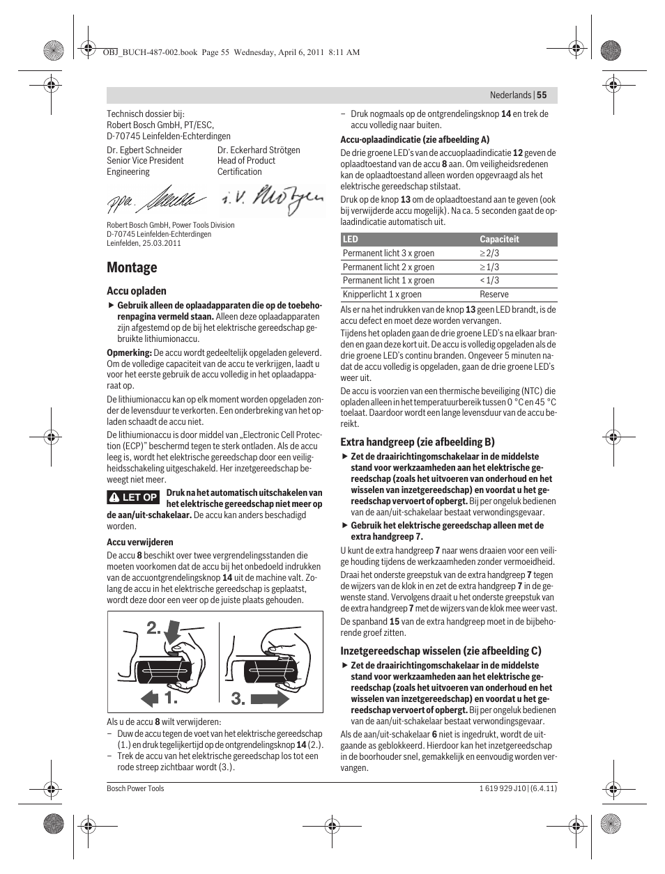 Montage | Bosch GSR 36 V-LI Professional User Manual | Page 55 / 217