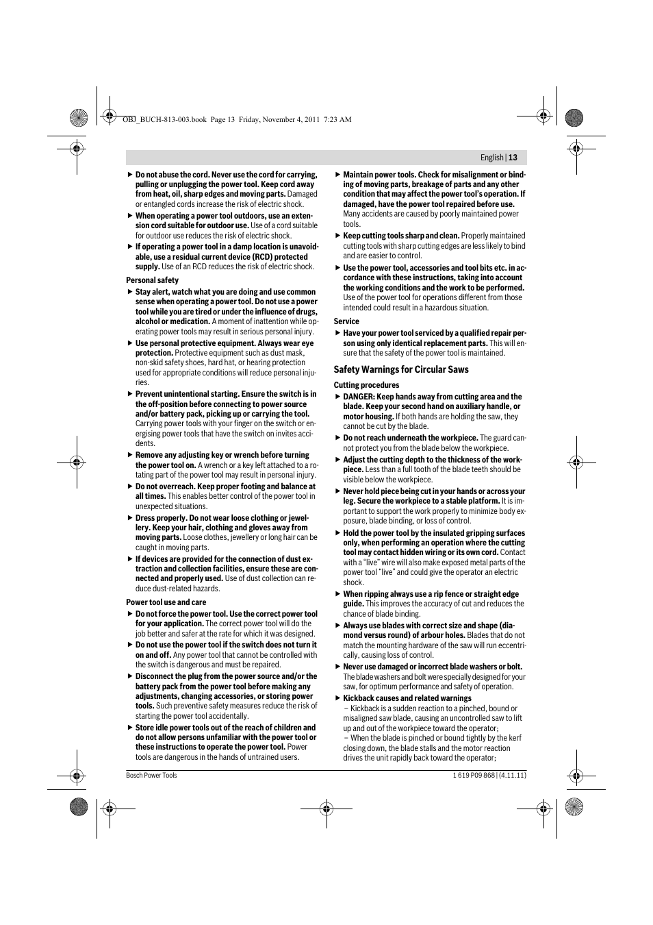 Bosch GKS 190 Professional User Manual | Page 13 / 193