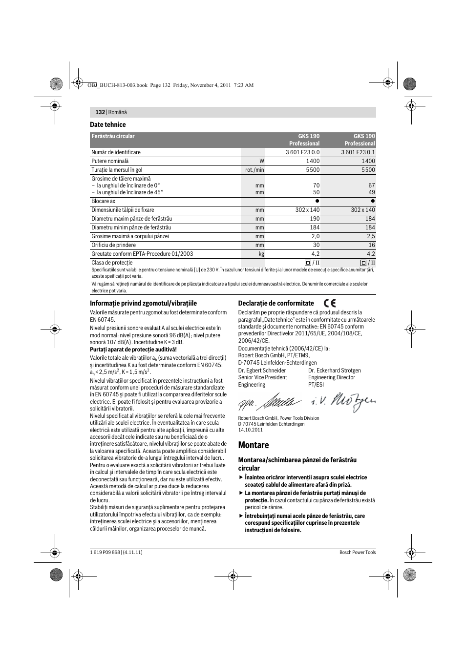 Montare | Bosch GKS 190 Professional User Manual | Page 132 / 193