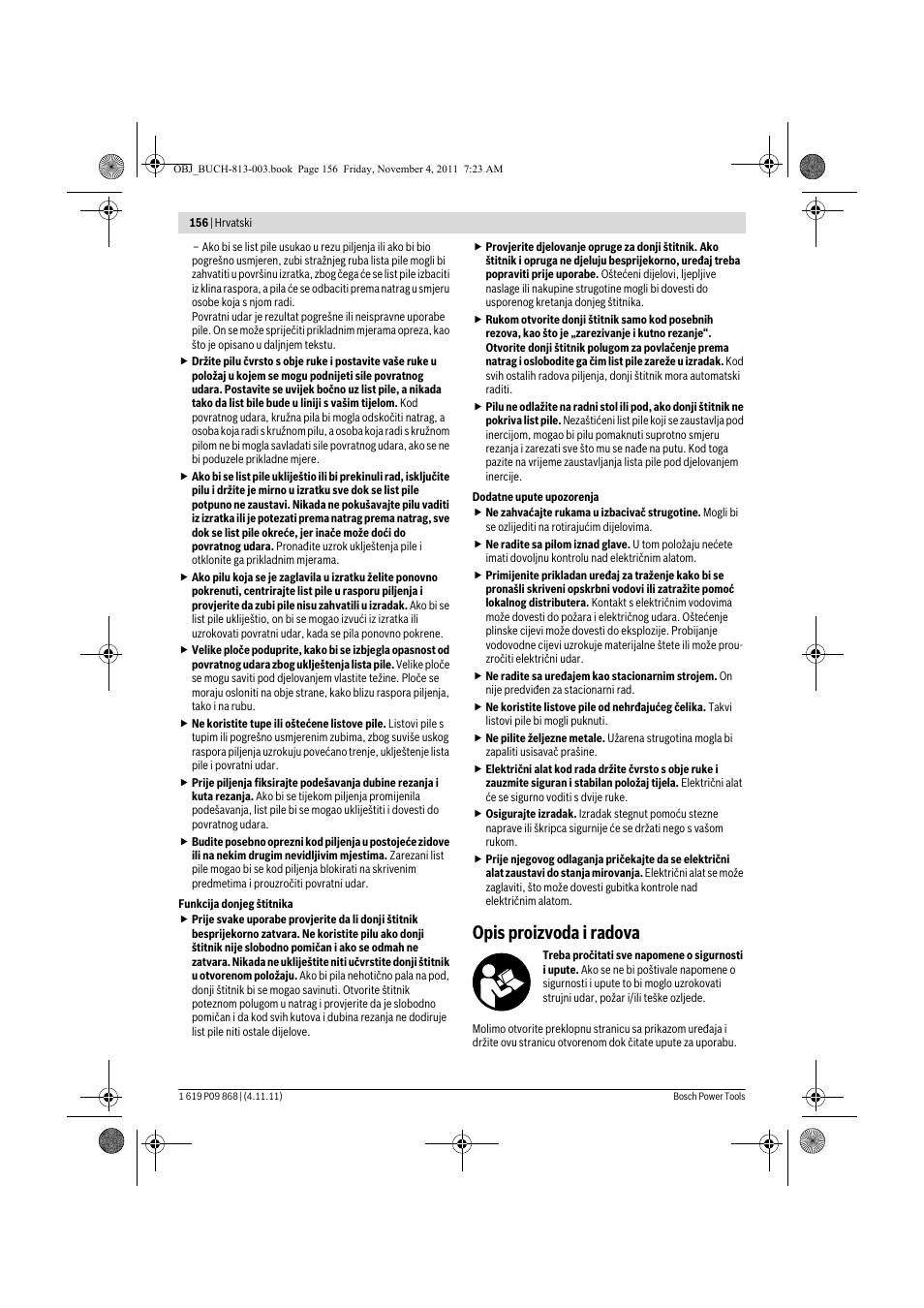 Opis proizvoda i radova | Bosch GKS 190 Professional User Manual | Page 156 / 193