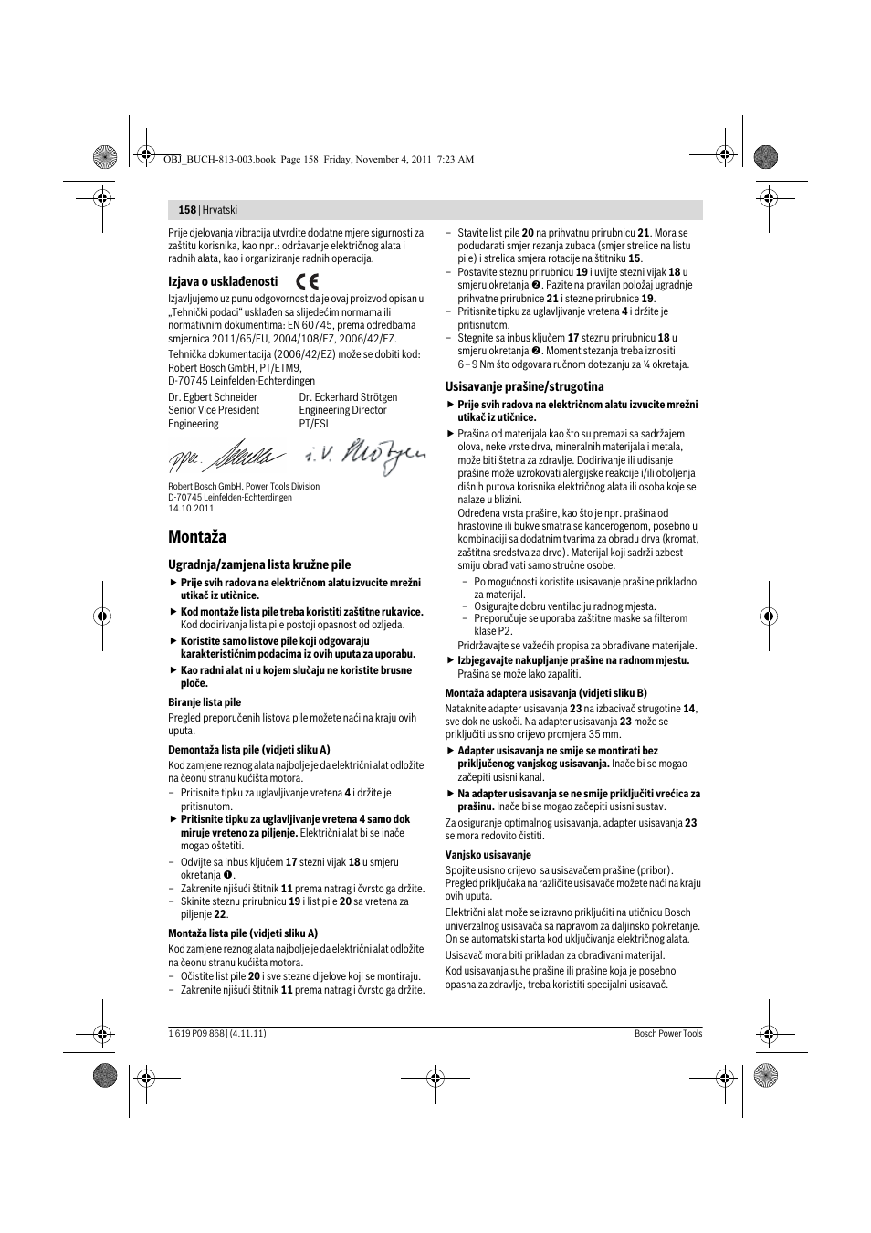 Montaža | Bosch GKS 190 Professional User Manual | Page 158 / 193