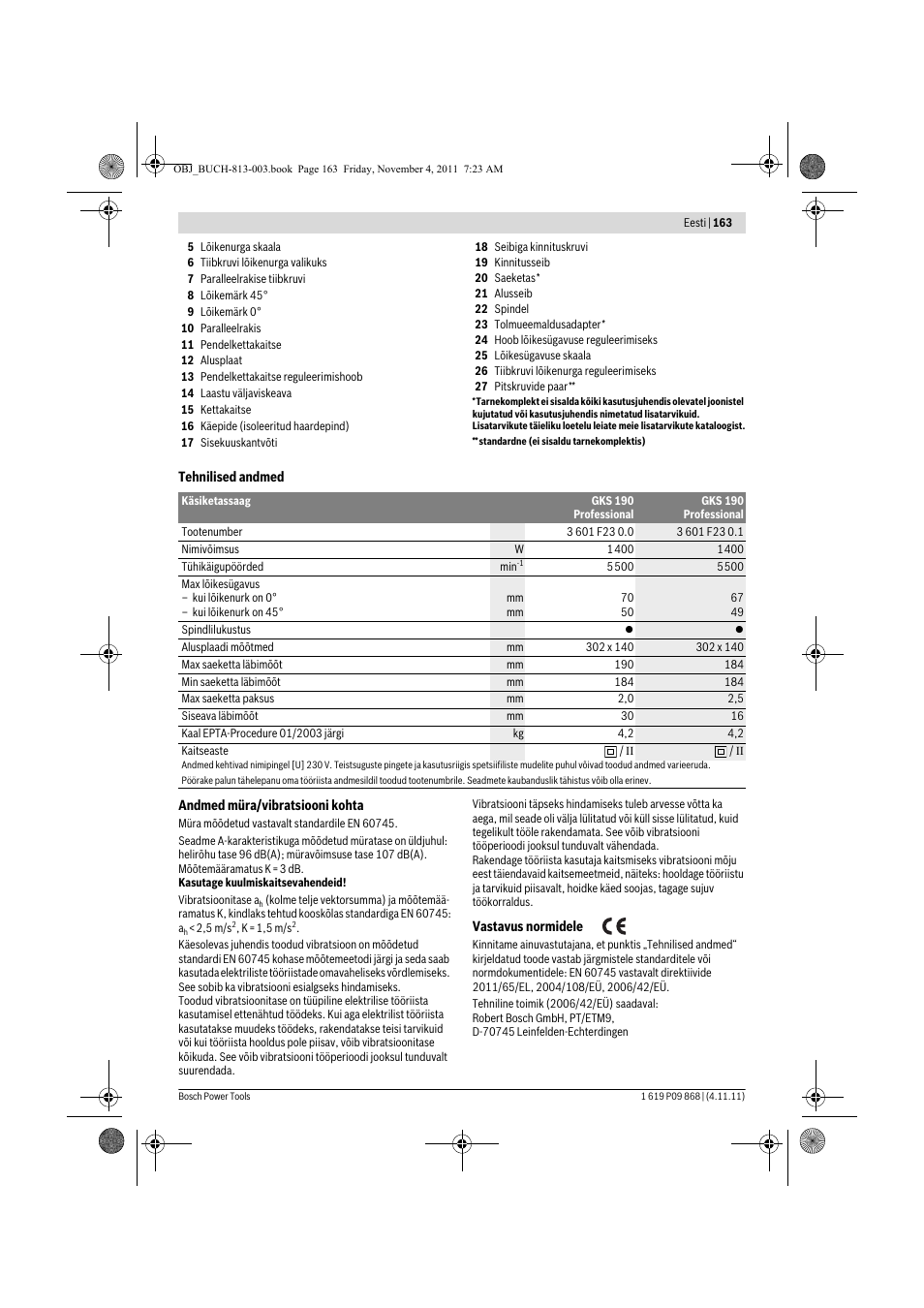 Bosch GKS 190 Professional User Manual | Page 163 / 193