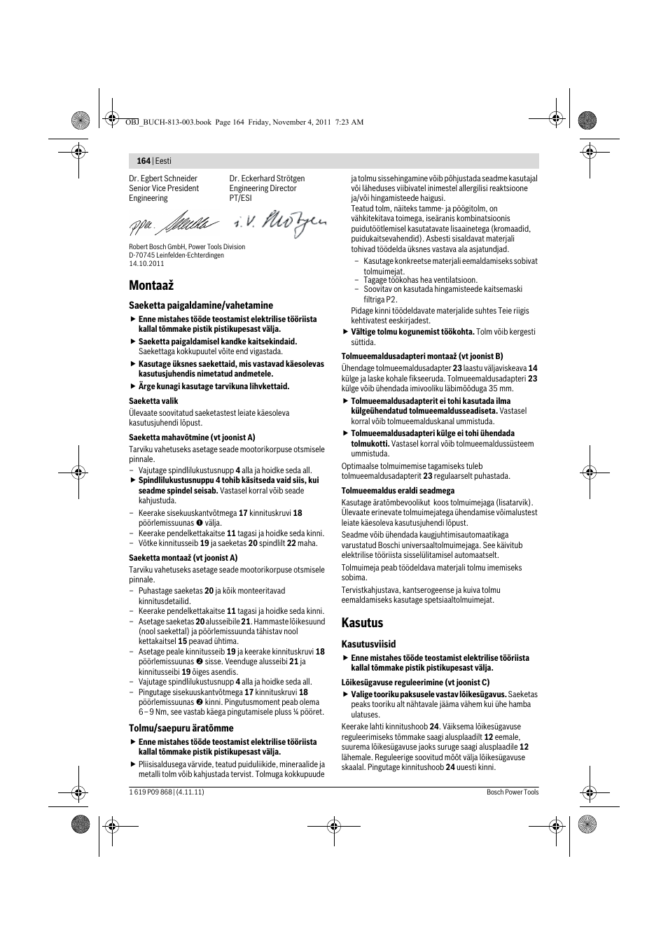 Montaaž, Kasutus | Bosch GKS 190 Professional User Manual | Page 164 / 193