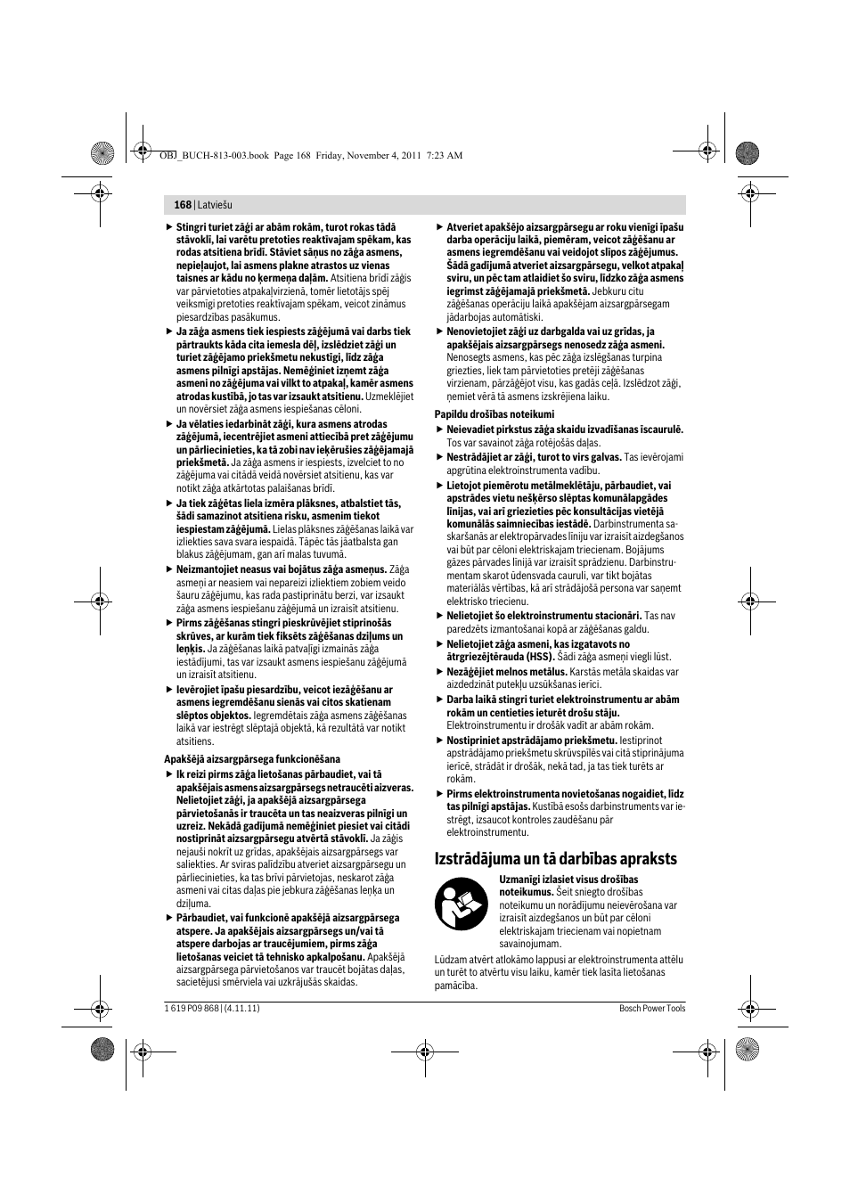 Izstrādājuma un tā darbības apraksts | Bosch GKS 190 Professional User Manual | Page 168 / 193