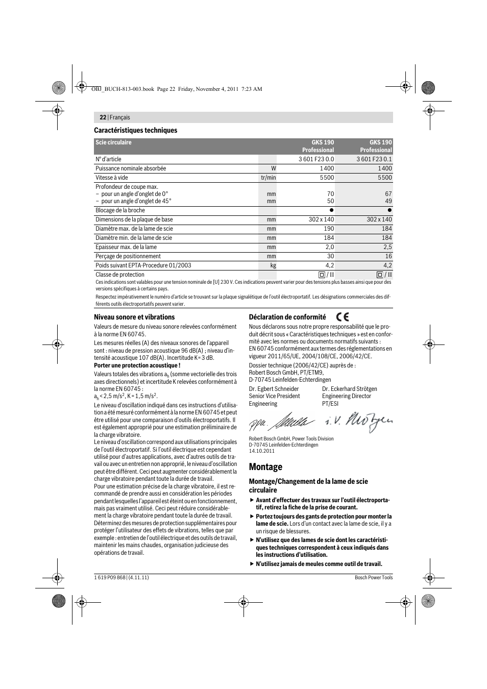 Montage | Bosch GKS 190 Professional User Manual | Page 22 / 193